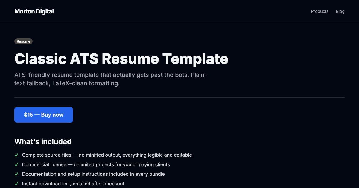 Classic ATS Resume Template — preview