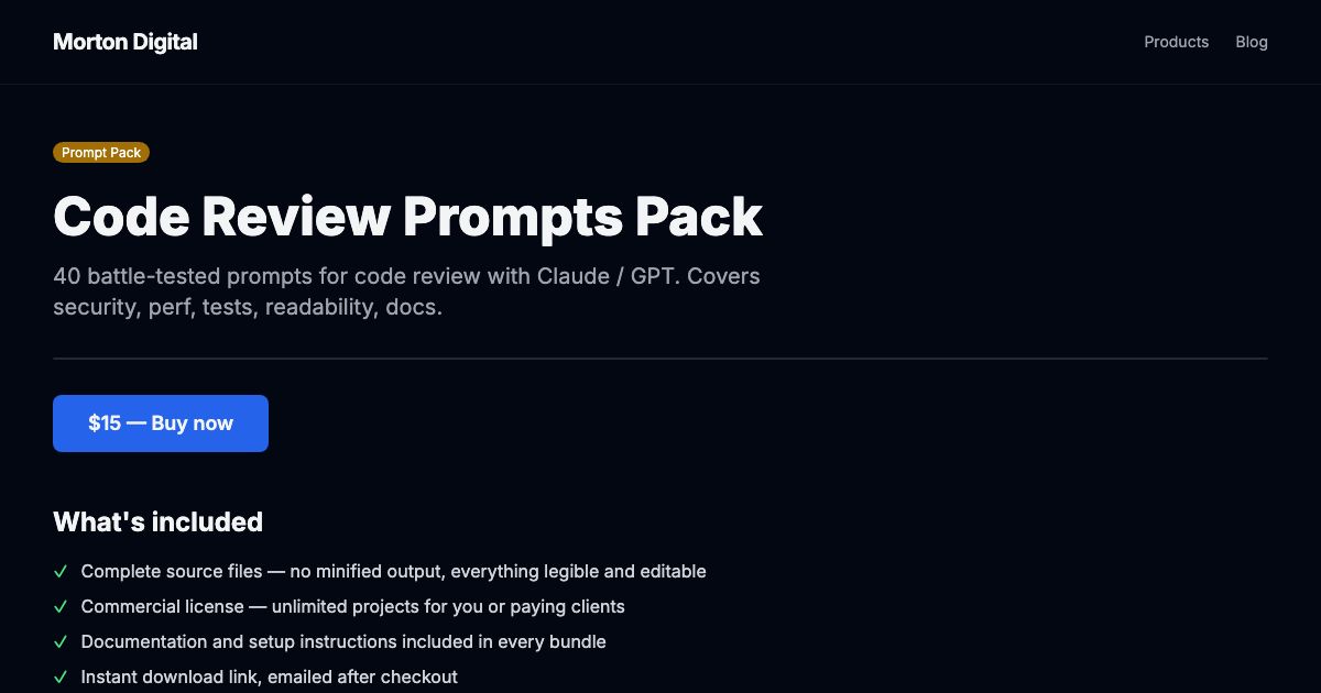 Code Review Prompts Pack — preview