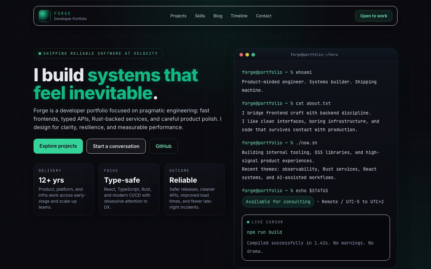 Forge — live screenshot
