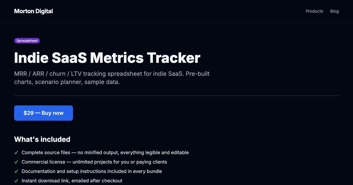 Indie SaaS Metrics Tracker — preview